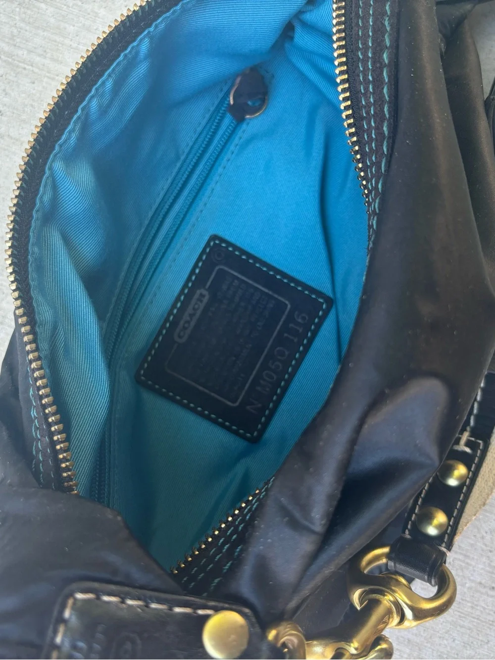 Black Coach Shoulder Hobo Bag with Gold Hardware